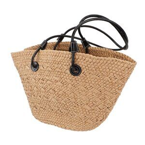 Large Straw Woven Shoulder Bag Handmade Tote Beach Travel Shopping